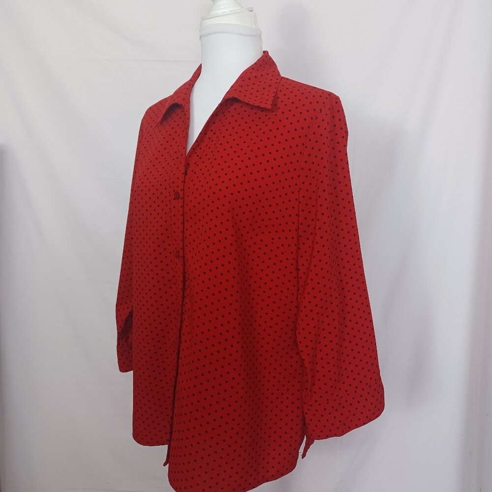 Notations Stretch Button Down Blouse - Picture 3 of 9